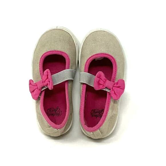 Faded Glory Girls Tan Pink Canvas Slip On Shoes Size 7 - Picture 6 of 12